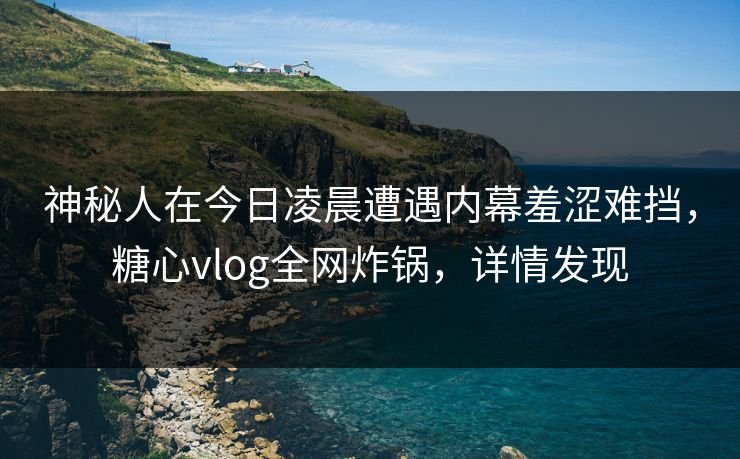 神秘人在今日凌晨遭遇内幕羞涩难挡，糖心vlog全网炸锅，详情发现