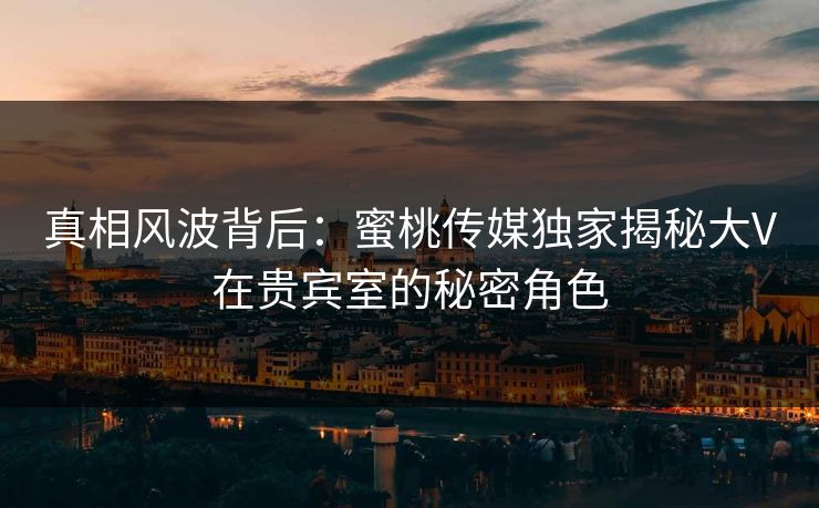 真相风波背后：蜜桃传媒独家揭秘大V在贵宾室的秘密角色